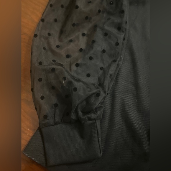 Blooming Jelly Mock Neck Tops Mesh Long Sleeve Shirts Polka Dot Ruffle Elegant - Picture 11 of 13